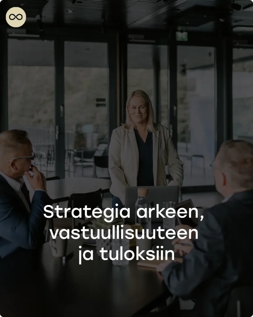 Strateginen uudistuminen ja vastuullisuus. Proinno auttaa muuntamaan strategian konkreettisiksi teoiksi ja juurruttamaan vastuullisuusstrategia osaksi liiketoimintaa.